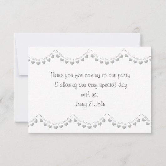 25e Zilveren trouwdag bunting dank u Bedankkaart (Achterkant)