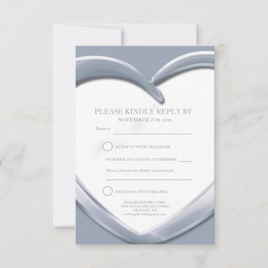 25e zilveren trouwdag hart antwoord kaart (Voorkant)