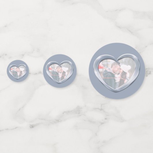 25e zilveren trouwdag hart en foto confetti (Voorkanten)