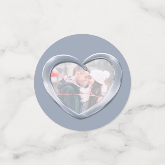 25e zilveren trouwdag hart en foto confetti (Kleine voorkant)