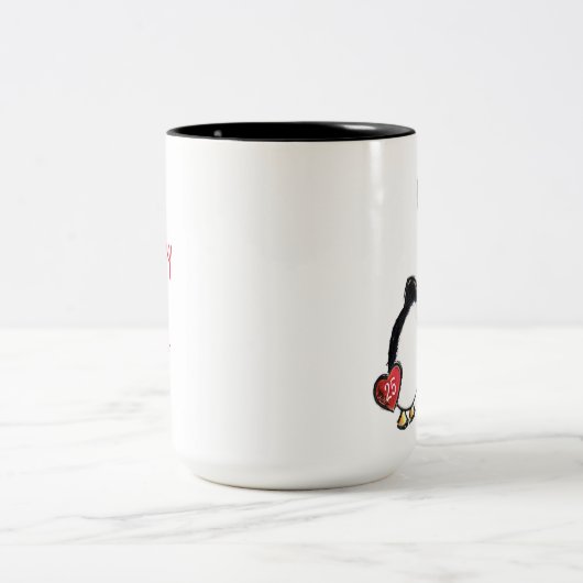 25e zilveren trouwdag pinguïn tweekleurige koffiemok (Center)