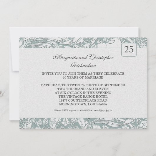 25e zilveren verjaardag bloederige uitnodigingen (Achterkant)