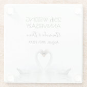 25e zilveren verjaardag witte zwanen houden van zi glazen onderzetter (Achterkant)