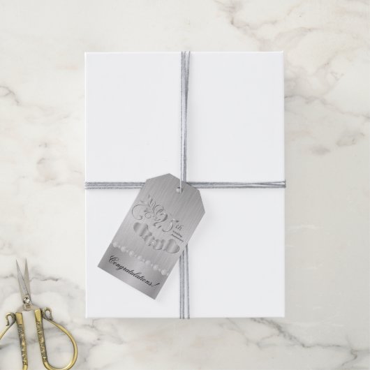 25e zilverJubileum Cadeaulabel (Met Touw)