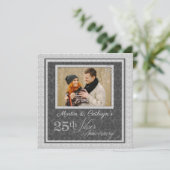 25e zilverJubileum met foto in Damask Kaart (Staand voorkant)