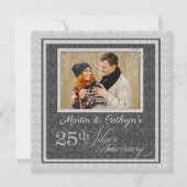25e zilverJubileum met foto in Damask Kaart (Voorkant)
