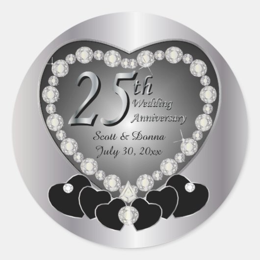 25e zilverJubileum Ronde Sticker (Voorkant)