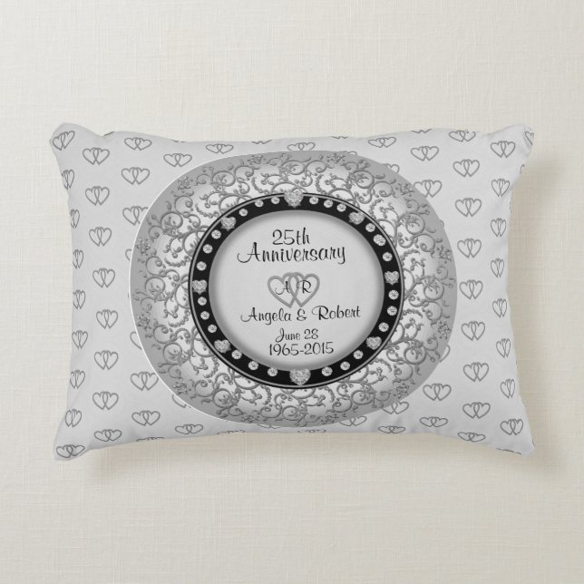 25e Zilverweddenschap Jubileum Accent Kussen (Voorkant)