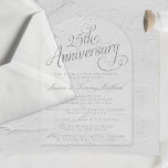 25e Zilverweddenschap Jubileum Acryl Uitnodigingen<br><div class="desc">Vier in stijl met deze trendy 25e huwelijksverjaardag uitnodigingen. Het ontwerp is gemakkelijk te personaliseren met uw speciale evenementenformulering en uw gasten zullen blij zijn wanneer ze deze fantastische uitnodigingen ontvangen. Overeenkomende feestartikelen zijn te vinden in het collectie.</div>