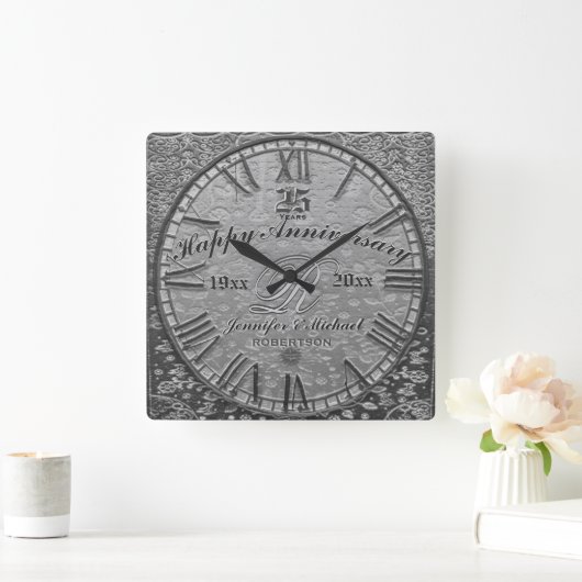 25e Zilverweddenschap Jubileum  Antiek Vierkante Klok (Huis)