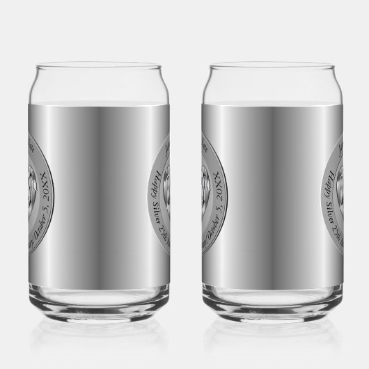 25e Zilverweddenschap Jubileum Blikvorm Glas (Rechts)