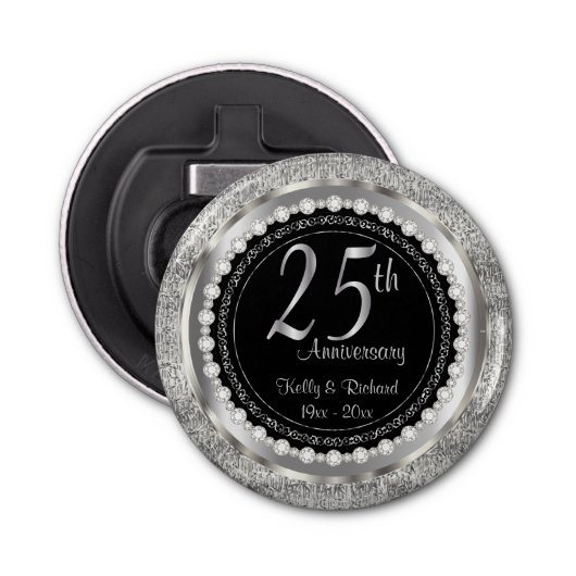 25e Zilverweddenschap Jubileum Button Flesopener (Voorkant)