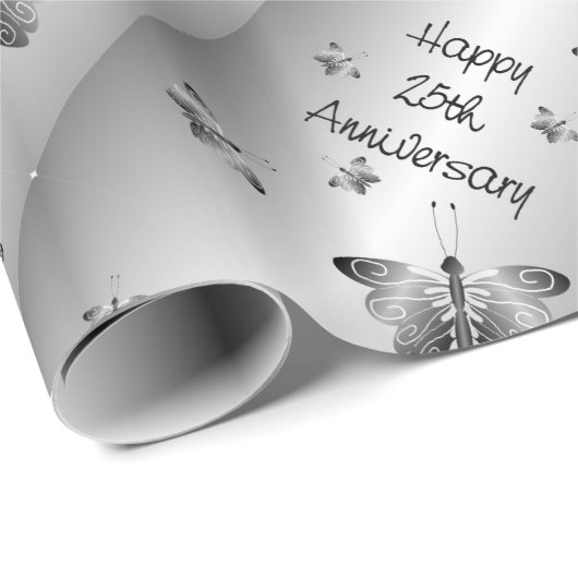 25e Zilverweddenschap Jubileum Cadeaupapier (Rol Hoek)