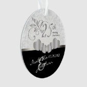 25e Zilverweddenschap Jubileum | Damaspatroon Ornament (voorkant)