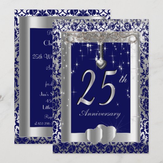 25e Zilverweddenschap Jubileum | DIY-tekst Kaart (Voorkant / Achterkant)