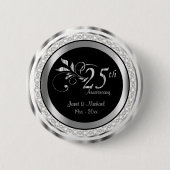 25e Zilverweddenschap Jubileum | DIY-tekst Ronde Button 5,7 Cm (Voorkant)