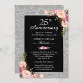 25e Zilverweddenschap Jubileum Elegant Floral Kaart