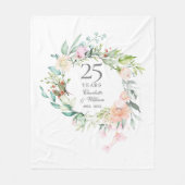 25e Zilverweddenschap Jubileum Floral Garland Fleece Deken (Voorkant)