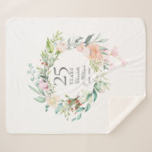 25e Zilverweddenschap Jubileum Floral Garland Sherpa Deken (Voorkant (horizontaal))