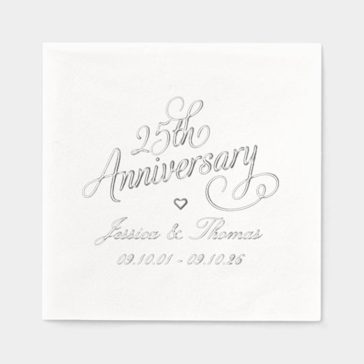 25e Zilverweddenschap Jubileum Folie Servetten (Voorkant)