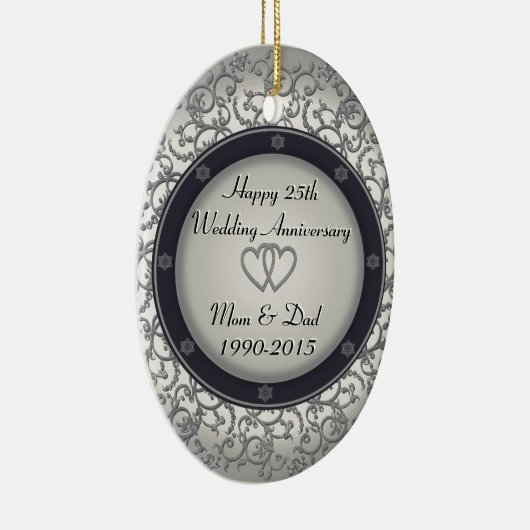 25e Zilverweddenschap Jubileum Keramisch Ornament (Rechts)
