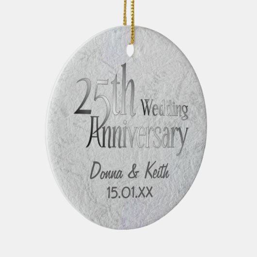 25e Zilverweddenschap Jubileum Keramisch Ornament (Rechts)