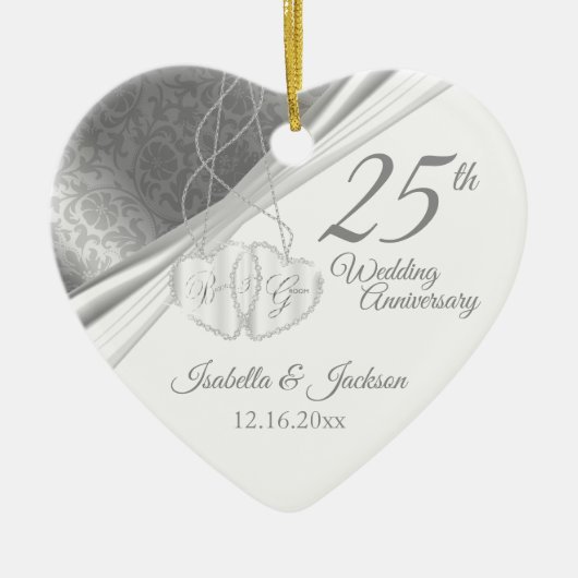 25e Zilverweddenschap Jubileum Keramisch Ornament (Voorkant)