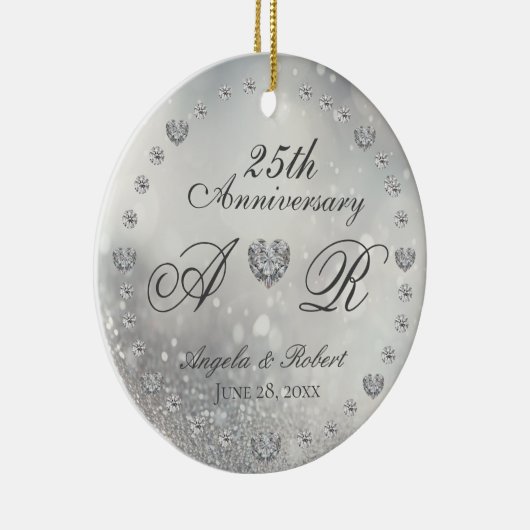 25e Zilverweddenschap Jubileum Keramisch Ornament (Rechts)