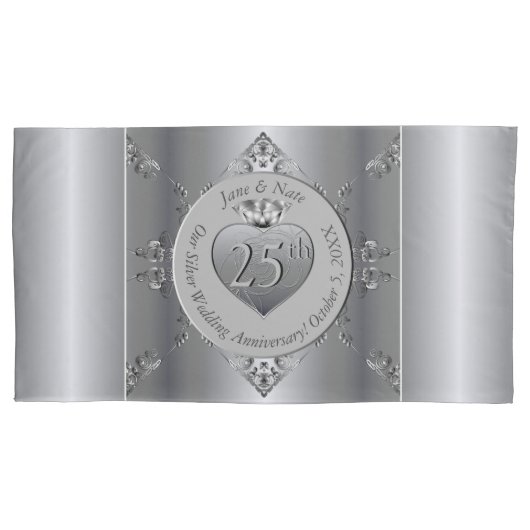 25e Zilverweddenschap Jubileum Kussensloop (Voorkant-Links)