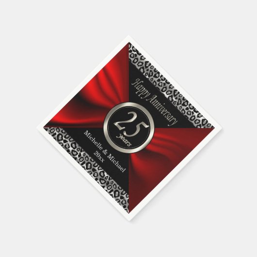 25e Zilverweddenschap Jubileum | Leopard Pattern Servet (Hoek)