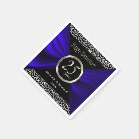25e Zilverweddenschap Jubileum | Leopard Pattern Servetten (Hoek)