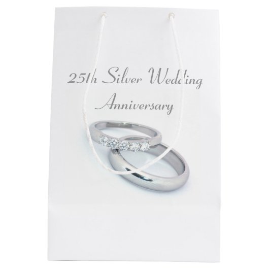 25e Zilverweddenschap Jubileum Medium Cadeauzakje (Achterkant)