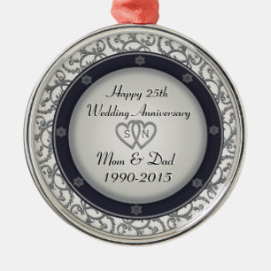 25e Zilverweddenschap Jubileum Metalen Ornament
