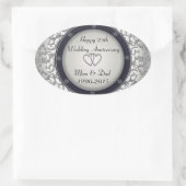 25e Zilverweddenschap Jubileum Ovale Sticker (Tas)