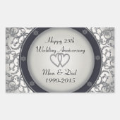 25e Zilverweddenschap Jubileum Rechthoekige Sticker (Voorkant)