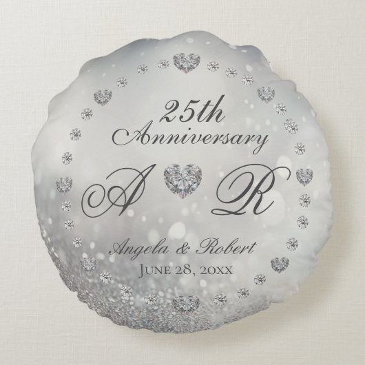 25e Zilverweddenschap Jubileum Rond Kussen (Achterkant)