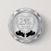 25e Zilverweddenschap Jubileum Ronde Button 5,7 Cm (Voorkant)