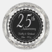25e Zilverweddenschap Jubileum Ronde Sticker (Voorkant)