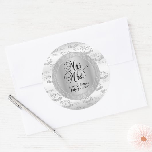 25e Zilverweddenschap Jubileum Ronde Sticker (Envelop)