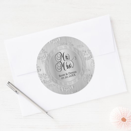 25e Zilverweddenschap Jubileum Ronde Sticker (Envelop)