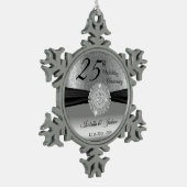 25e Zilverweddenschap Jubileum Tin Sneeuwvlok Ornament (Links)