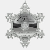 25e Zilverweddenschap Jubileum Tin Sneeuwvlok Ornament (Voorkant)