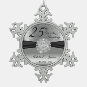 25e Zilverweddenschap Jubileum Tin Sneeuwvlok Ornament