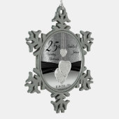 25e Zilverweddenschap Jubileum Tin Sneeuwvlok Ornament (Links)