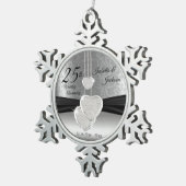 25e Zilverweddenschap Jubileum Tin Sneeuwvlok Ornament (Rechts)