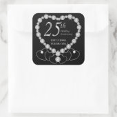 25e Zilverweddenschap Jubileum Vierkante Sticker (Tas)