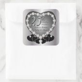 25e Zilverweddenschap Jubileum Vierkante Sticker (Tas)