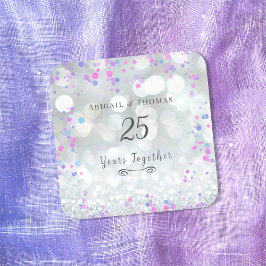 25e Zilverweddenschap Jubileum Vierkante Sticker