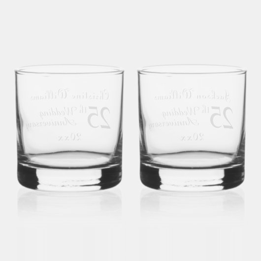25e Zilverweddenschap Jubileum Whisky Glas (Achterkant)