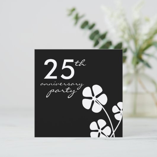 25e zilverweddenschap Jubileum zwart-wit Kaart (Staand voorkant)